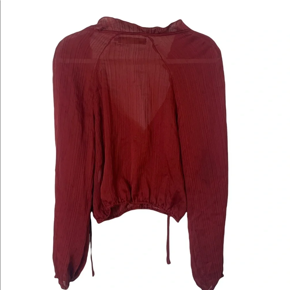 NWT House of Harlow 1960 x Revolve Burgundy XXS Cropped Peasant Style Top - Picture 2 of 9